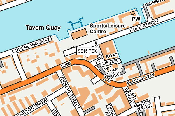 SE16 7EX map - OS OpenMap – Local (Ordnance Survey)
