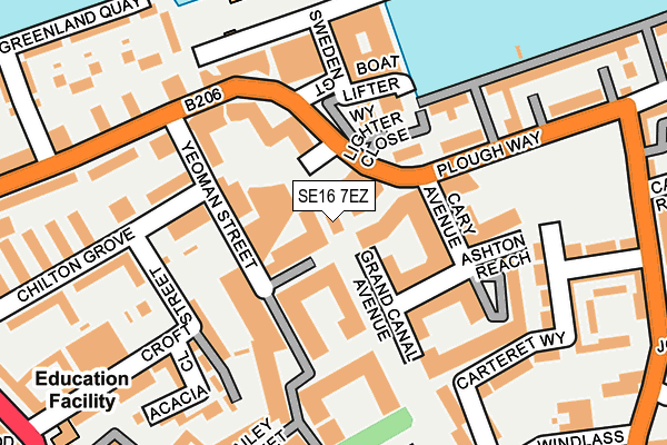 SE16 7EZ map - OS OpenMap – Local (Ordnance Survey)