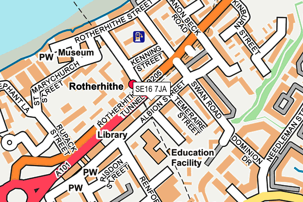 SE16 7JA map - OS OpenMap – Local (Ordnance Survey)