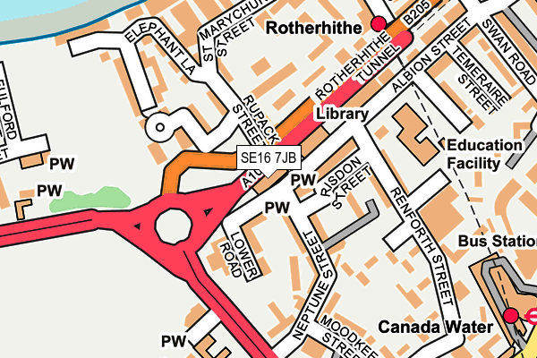 SE16 7JB map - OS OpenMap – Local (Ordnance Survey)