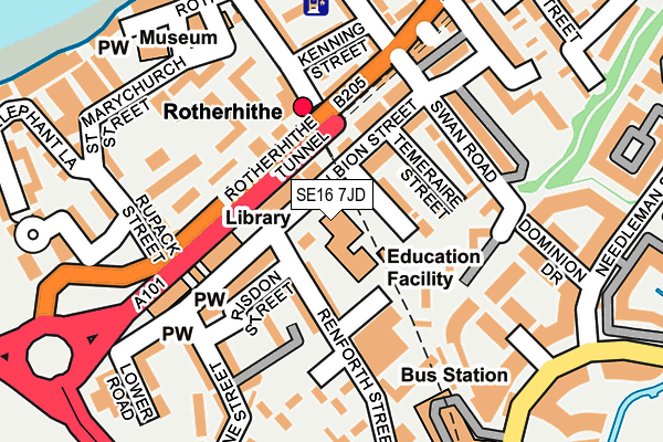SE16 7JD map - OS OpenMap – Local (Ordnance Survey)