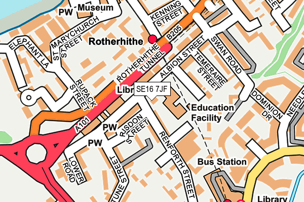 SE16 7JF map - OS OpenMap – Local (Ordnance Survey)