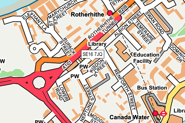 SE16 7JQ map - OS OpenMap – Local (Ordnance Survey)