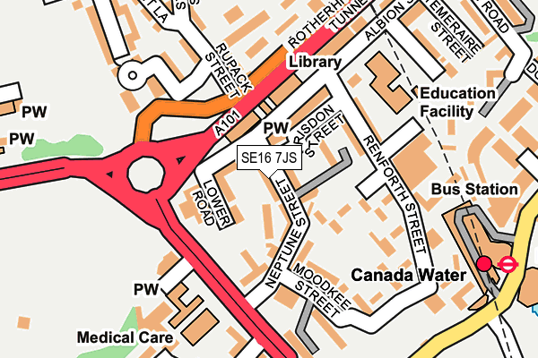 SE16 7JS map - OS OpenMap – Local (Ordnance Survey)