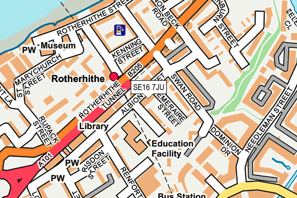 SE16 7JU map - OS OpenMap – Local (Ordnance Survey)