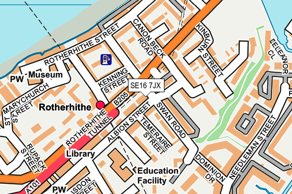 SE16 7JX map - OS OpenMap – Local (Ordnance Survey)