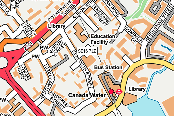 SE16 7JZ map - OS OpenMap – Local (Ordnance Survey)