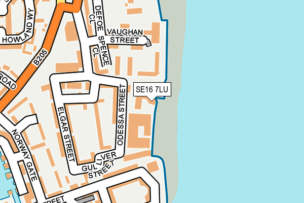 SE16 7LU map - OS OpenMap – Local (Ordnance Survey)