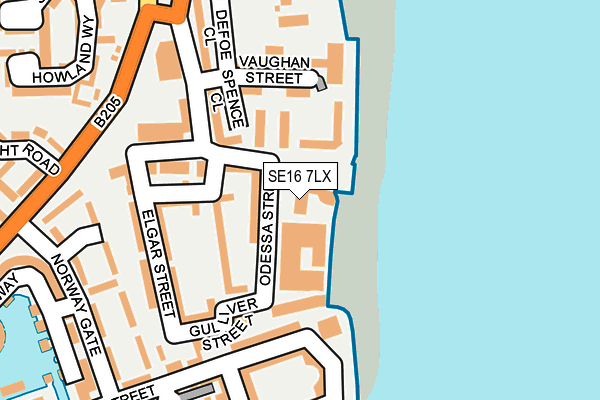 SE16 7LX map - OS OpenMap – Local (Ordnance Survey)