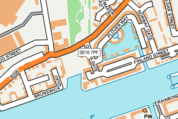 SE16 7PF map - OS OpenMap – Local (Ordnance Survey)