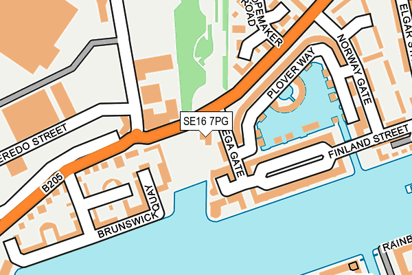 SE16 7PG map - OS OpenMap – Local (Ordnance Survey)