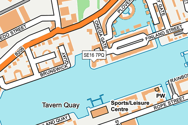 SE16 7PQ map - OS OpenMap – Local (Ordnance Survey)