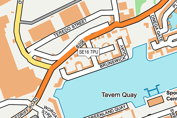 SE16 7PU map - OS OpenMap – Local (Ordnance Survey)
