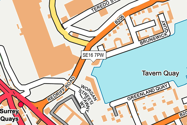 SE16 7PW map - OS OpenMap – Local (Ordnance Survey)