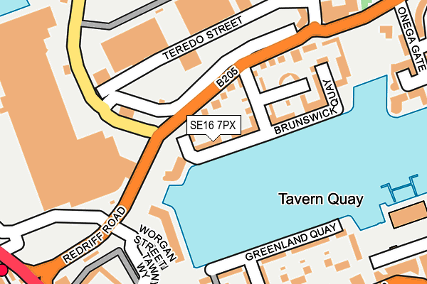 SE16 7PX map - OS OpenMap – Local (Ordnance Survey)