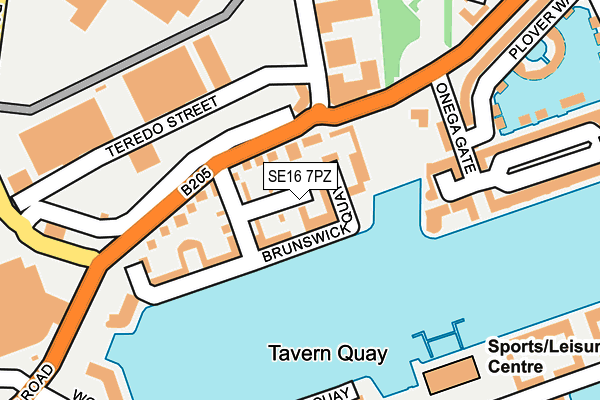 SE16 7PZ map - OS OpenMap – Local (Ordnance Survey)