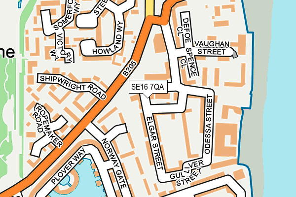 SE16 7QA map - OS OpenMap – Local (Ordnance Survey)