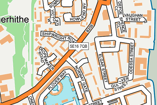 SE16 7QB map - OS OpenMap – Local (Ordnance Survey)