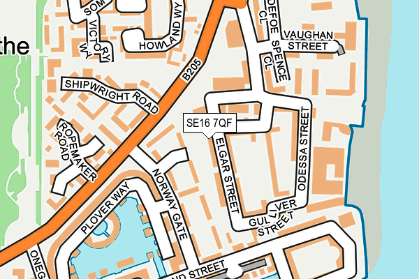 SE16 7QF map - OS OpenMap – Local (Ordnance Survey)