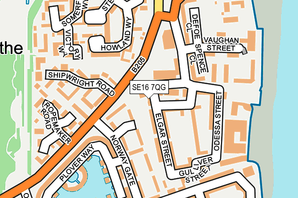 SE16 7QG map - OS OpenMap – Local (Ordnance Survey)