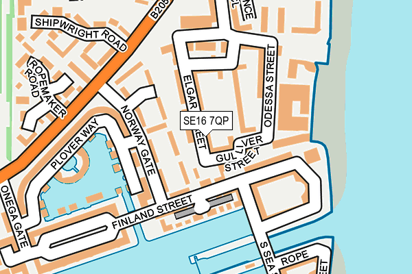 SE16 7QP map - OS OpenMap – Local (Ordnance Survey)