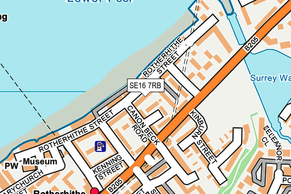 SE16 7RB map - OS OpenMap – Local (Ordnance Survey)