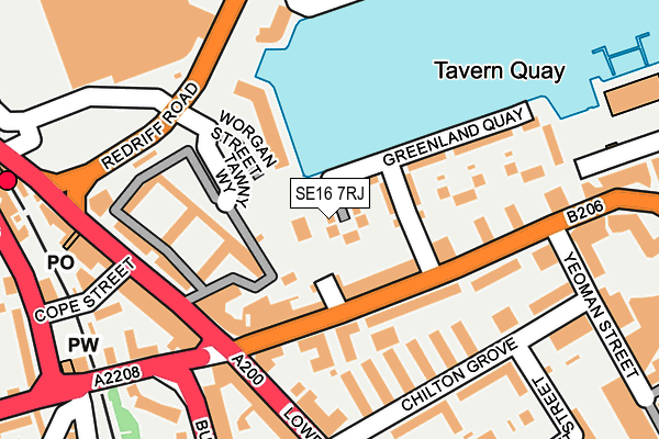 SE16 7RJ map - OS OpenMap – Local (Ordnance Survey)