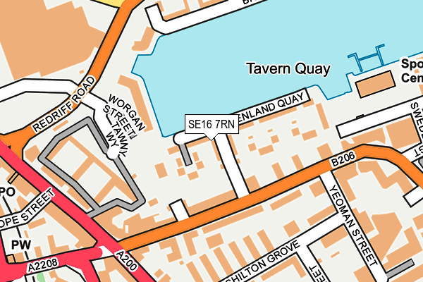 SE16 7RN map - OS OpenMap – Local (Ordnance Survey)