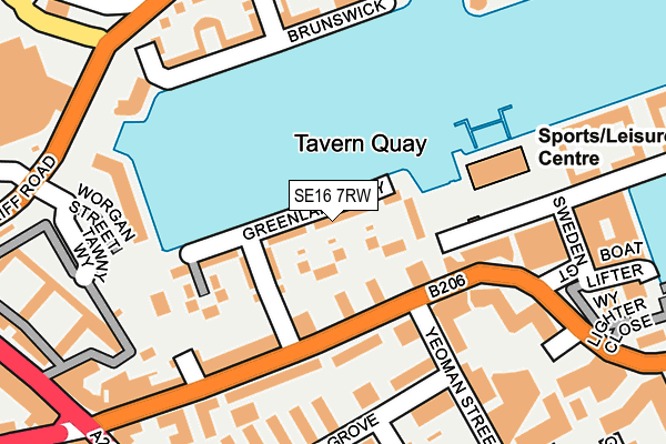 SE16 7RW map - OS OpenMap – Local (Ordnance Survey)