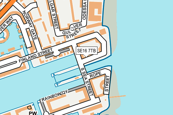 SE16 7TB map - OS OpenMap – Local (Ordnance Survey)