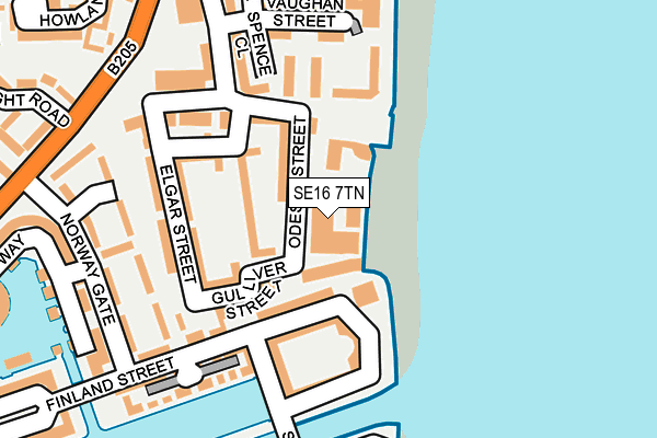 SE16 7TN map - OS OpenMap – Local (Ordnance Survey)
