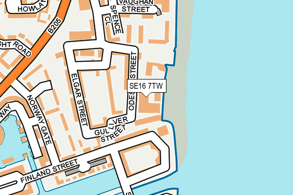 SE16 7TW map - OS OpenMap – Local (Ordnance Survey)