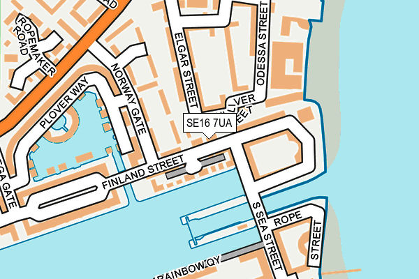 SE16 7UA map - OS OpenMap – Local (Ordnance Survey)