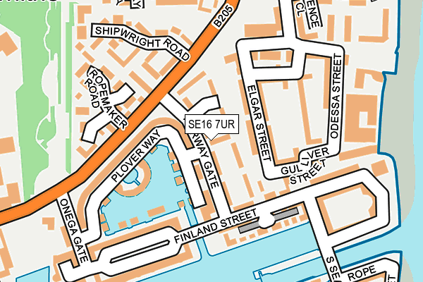 SE16 7UR map - OS OpenMap – Local (Ordnance Survey)