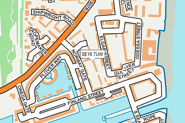SE16 7UW map - OS OpenMap – Local (Ordnance Survey)