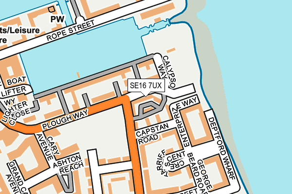 SE16 7UX map - OS OpenMap – Local (Ordnance Survey)