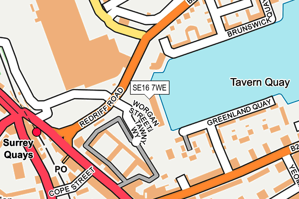 SE16 7WE map - OS OpenMap – Local (Ordnance Survey)