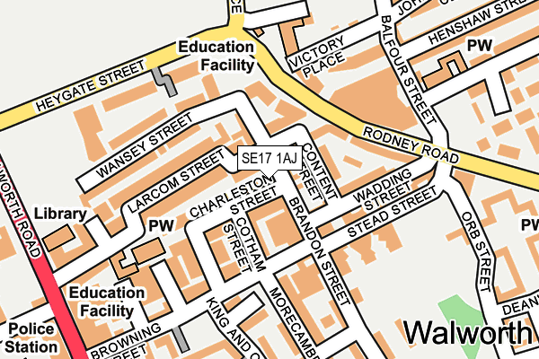 SE17 1AJ map - OS OpenMap – Local (Ordnance Survey)
