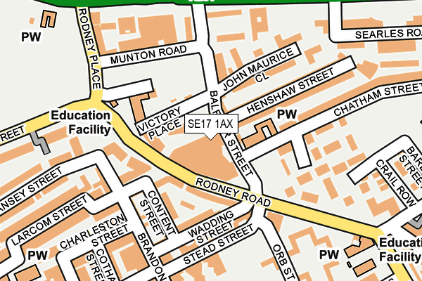 SE17 1AX map - OS OpenMap – Local (Ordnance Survey)