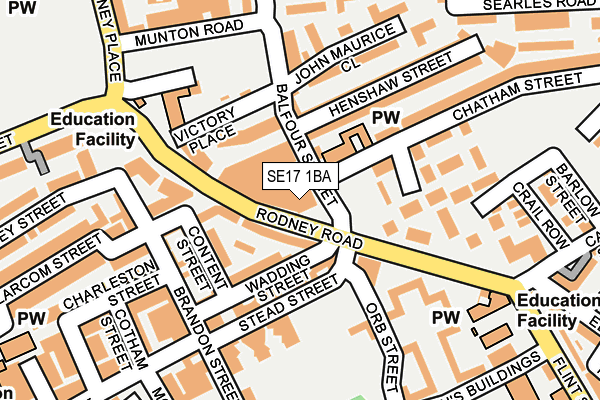 SE17 1BA map - OS OpenMap – Local (Ordnance Survey)