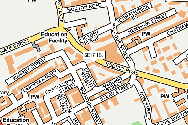 SE17 1BJ map - OS OpenMap – Local (Ordnance Survey)