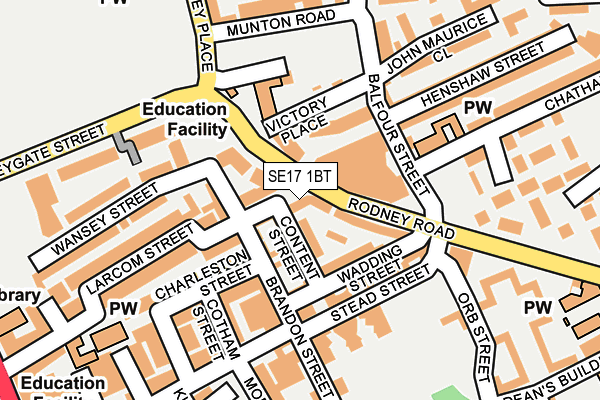 SE17 1BT map - OS OpenMap – Local (Ordnance Survey)