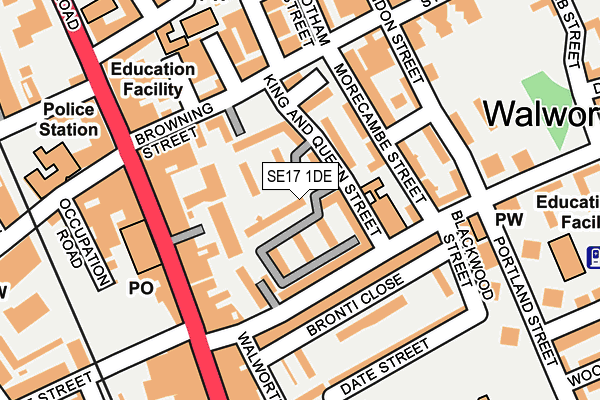 SE17 1DE map - OS OpenMap – Local (Ordnance Survey)