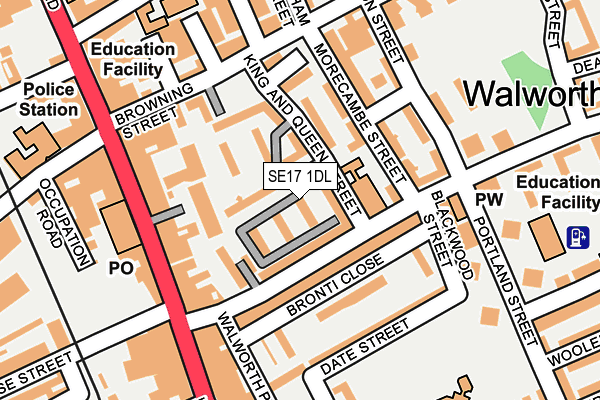 SE17 1DL map - OS OpenMap – Local (Ordnance Survey)