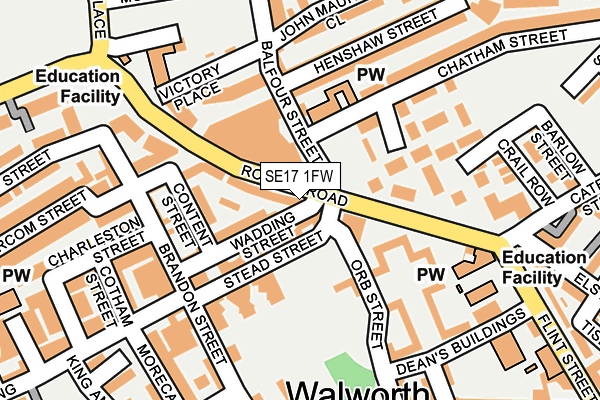 SE17 1FW map - OS OpenMap – Local (Ordnance Survey)