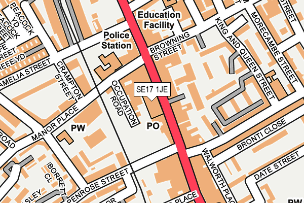 SE17 1JE map - OS OpenMap – Local (Ordnance Survey)
