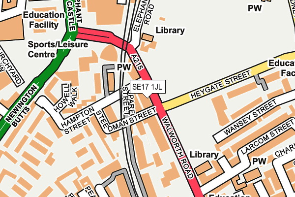 SE17 1JL map - OS OpenMap – Local (Ordnance Survey)