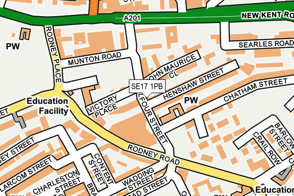 SE17 1PB map - OS OpenMap – Local (Ordnance Survey)