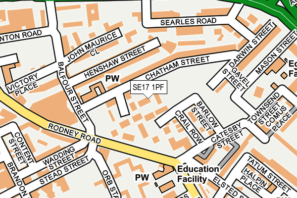 SE17 1PF map - OS OpenMap – Local (Ordnance Survey)