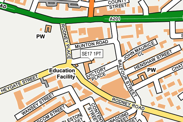 SE17 1PT map - OS OpenMap – Local (Ordnance Survey)
